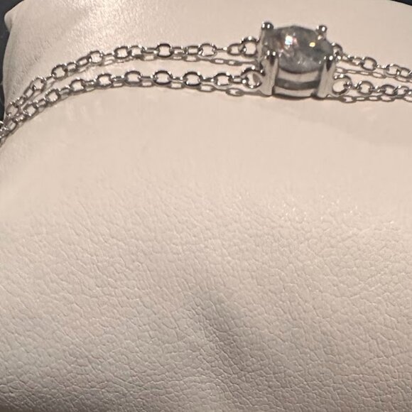 Moissanite 2 Carat Round Pendant Double Strand Bracelet 925 Sterling Silver NWT - Picture 13 of 16